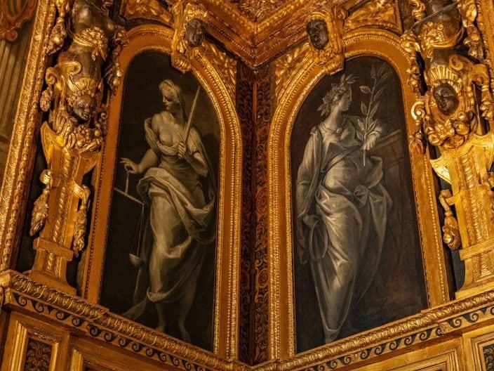 Detail des Saals des Senats im Palazzo Ducale von Venedig