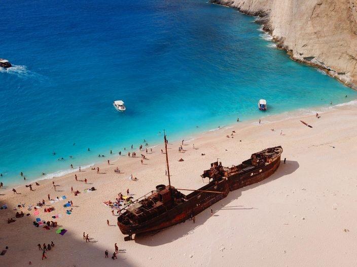 Schiessung Strandwrack von Zakynthos